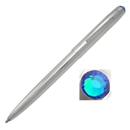 Fisher Space Pen Cap-O-Matic FM4CSW243 Chrome Capri Blue Swarovski